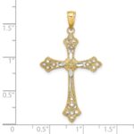 10K W/ Rhodium D/C Edges Cross Charm - Image 3