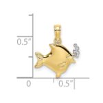 10k w/Rhodium 2-D Fish w/ Bubbles Charm - Image 2