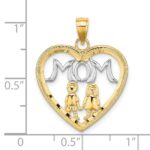 10K W/ Rhodium Heart With 2 Kids MOM Charm - Image 3
