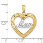 10K W/ Rhodium D/C Heart Frame MOM Charm - Image 3