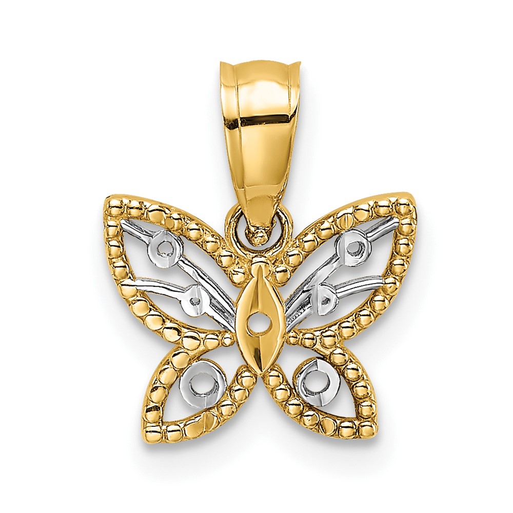10K9437.jpg 10k w/ Rhodium Mini D/C Butterfly Charm - Image 1