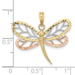 10k Tri-Color Dragonfly w/Beaded D/C Wings Charm - Image 2
