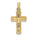 10K W/ Rhodium Polished Block Crucifix INRI Charm - Image 4