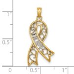 10K W/Rhodium Filigree Ribbon HOPE Charm - Image 3