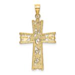 10K W/ Rhodium and D/C Flower Design Cross Charm - Image 4