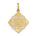 10K w/Rhodium and D/C Filigree Medallion Charm - Image 4