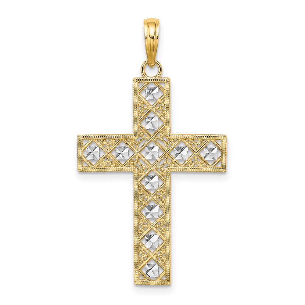 10K9542.jpg 10K W/ Rhodium D/C and Cut-Out Cross Charm - Image 1