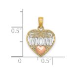 10k Two-tone w/White Rhodium MOM and Heart Pendant - Image 3