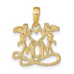 10K Polished MOM w/Heart and Angels Pendant