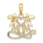 10K Polished MOM w/Heart and Angels Pendant - Image 4