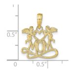 10K Polished MOM w/Heart and Angels Pendant - Image 3