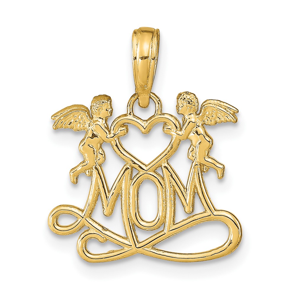 10K9577.jpg 10K Polished MOM w/Heart and Angels Pendant - Image 1