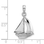 10K White Gold Polished Sailboat Charm - Image 2