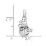 10k White Gold Snowman Pendant - Image 3