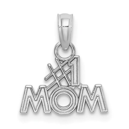 10k White Gold Polished #1 MOM Pendant