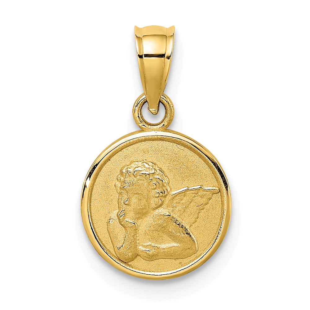 10K9687.jpg 10k 10mm Engraved Angel Coin Charm - Image 1