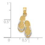 10k & Rhodium Solid Polished Sandals Pendant - Image 3