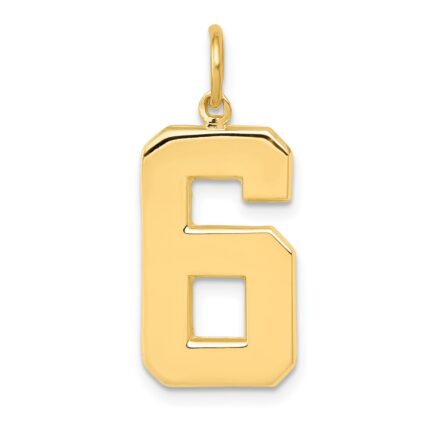 10k Large Polished Number 6 Charm
