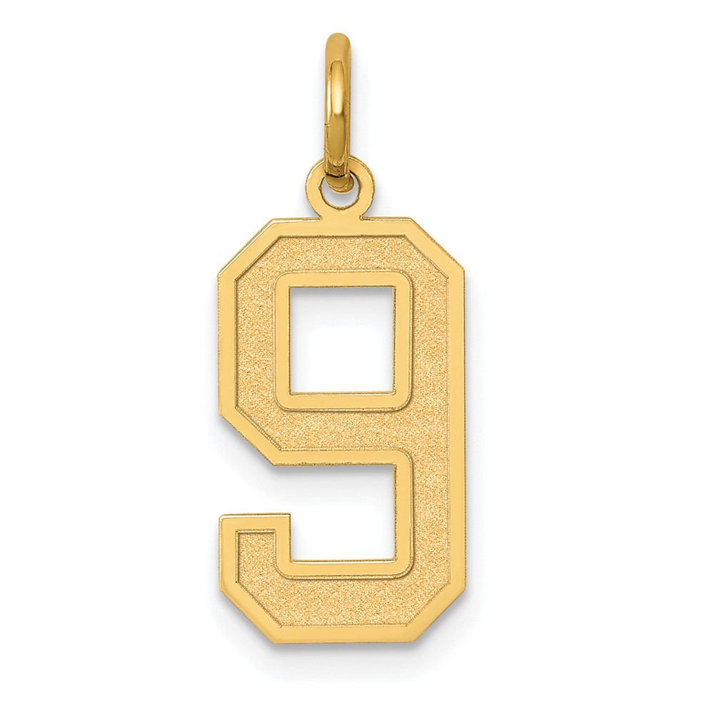 10LSM09.jpg 10k Medium Satin Number 9 Charm - Image 1