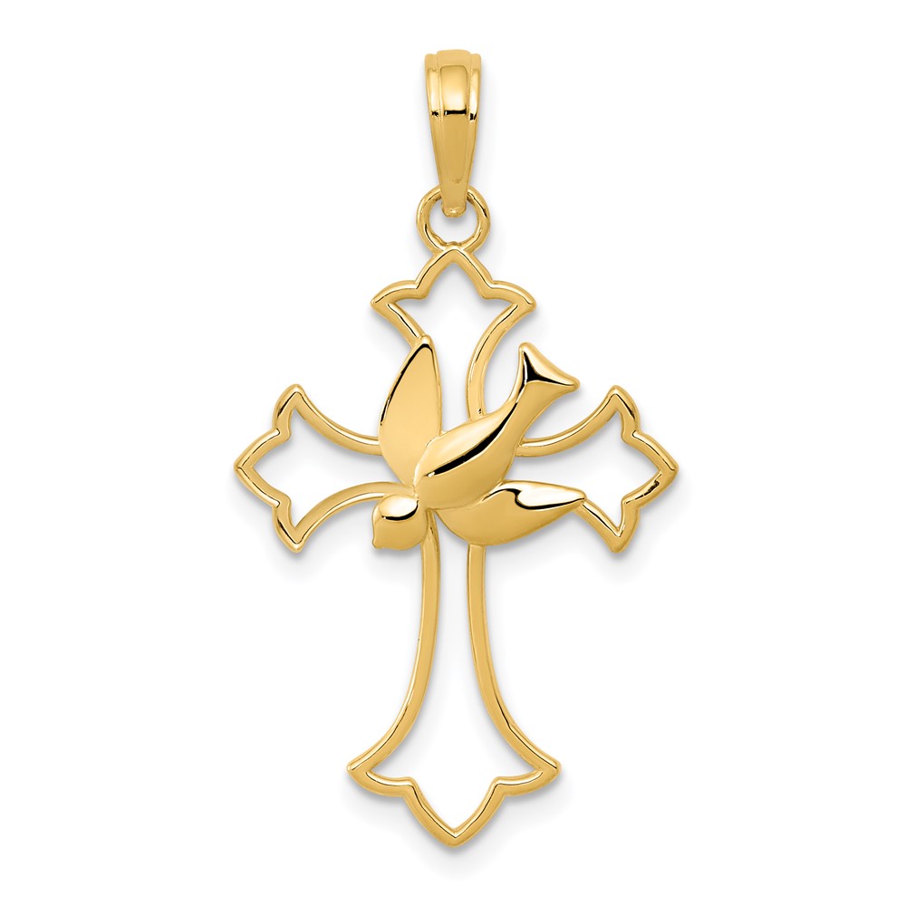 10M1382.jpg 10k Polished Cross w/Dove Pendant - Image 1