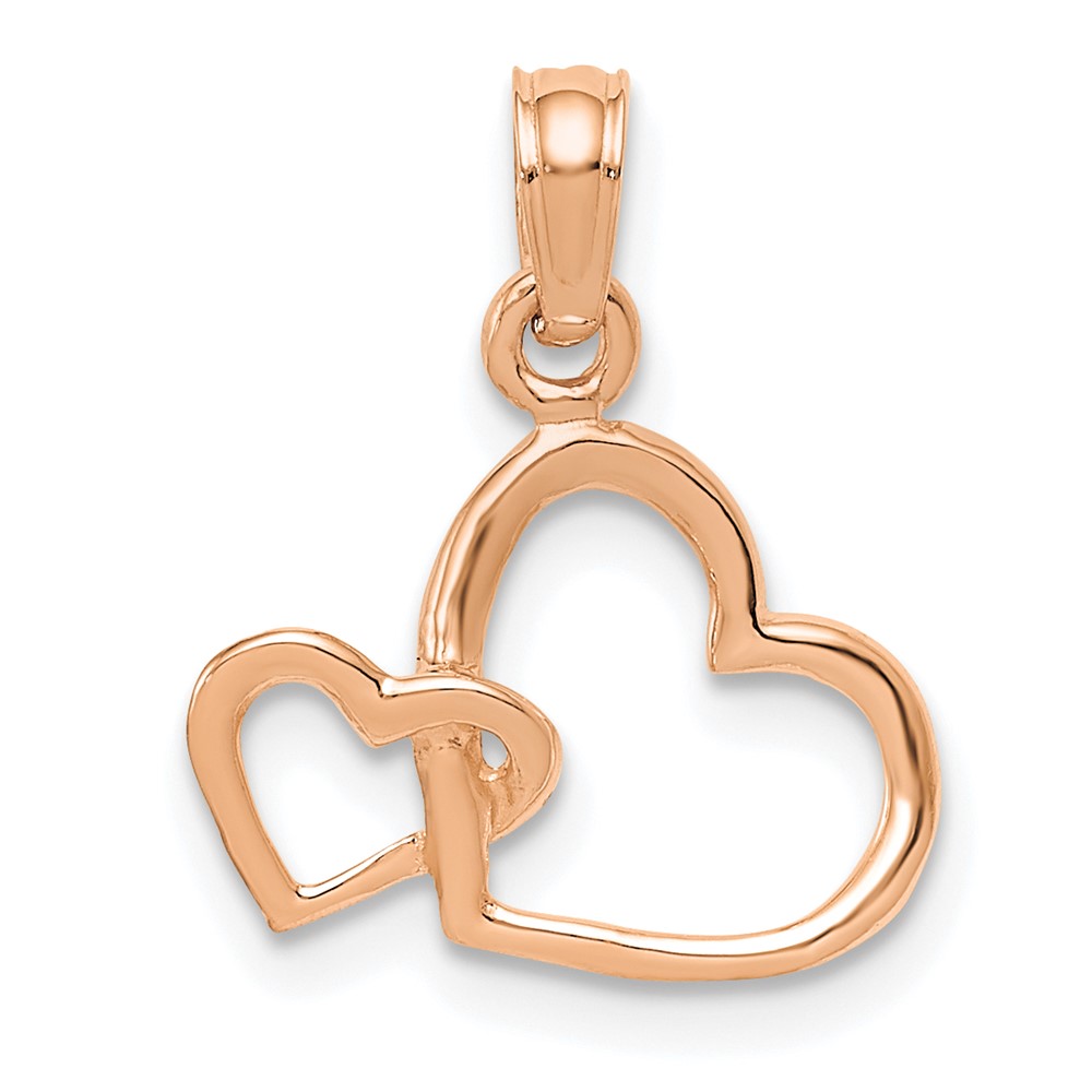 10M2128R.jpg 10K Rose Gold Polished Intertwined Double Heart Pendant - Image 1