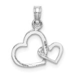 10K White Gold Polished Intertwined Double Heart Pendant - Image 4