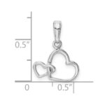 10K White Gold Polished Intertwined Double Heart Pendant - Image 3