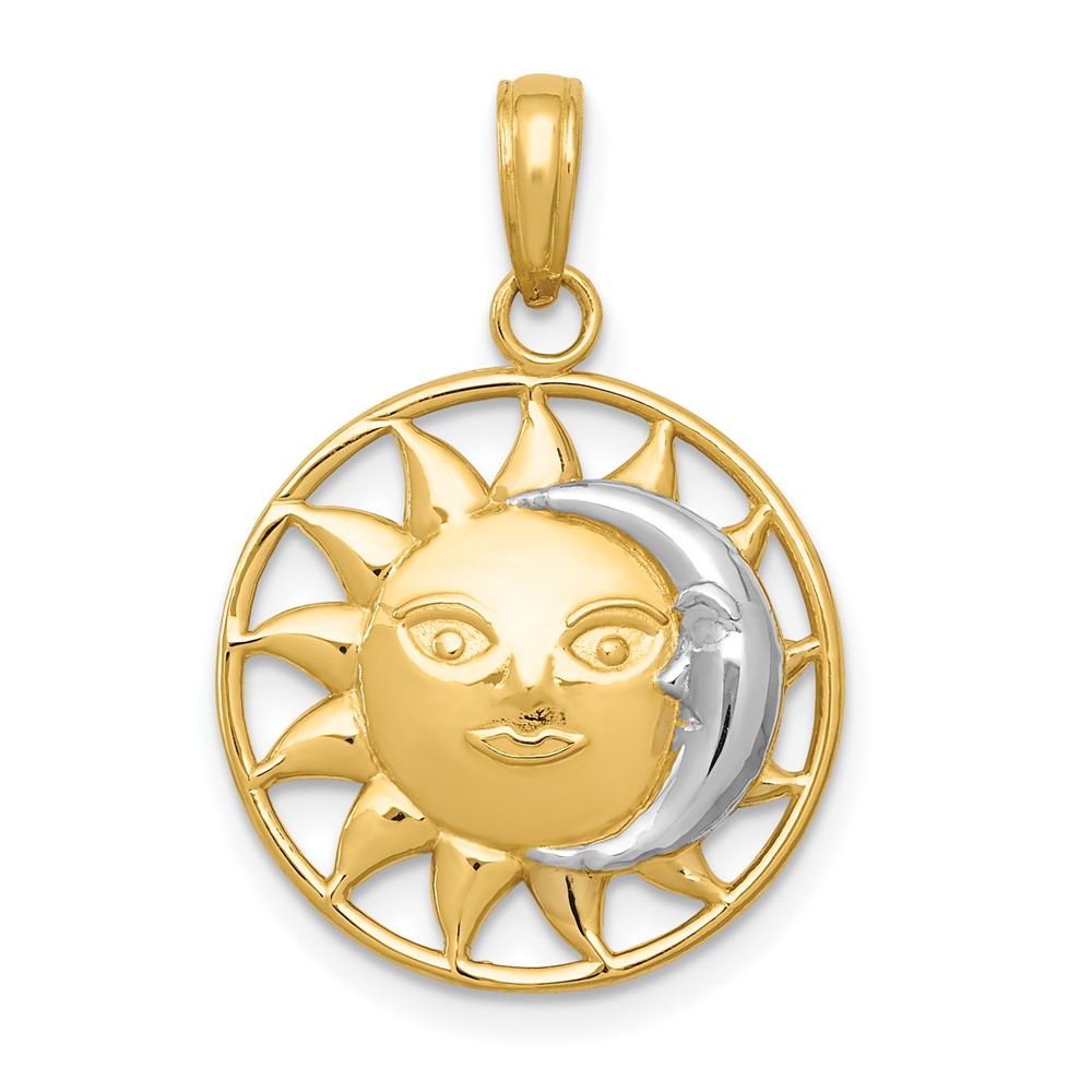 10M2204.jpg 10K W/Rhodium Sun and Moon Pendant - Image 1
