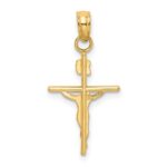 10k Two-tone INRI Crucifix Pendant - Image 4