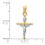 10k Two-tone INRI Crucifix Pendant - Image 3