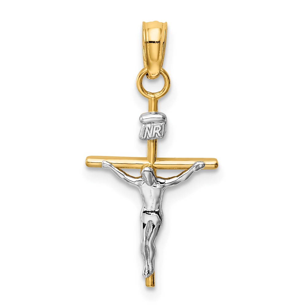 10M2591.jpg 10k Two-tone INRI Crucifix Pendant - Image 1