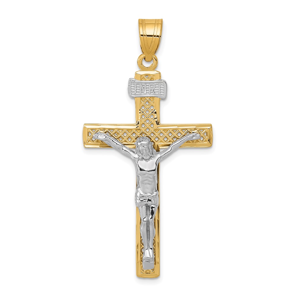 10M2595.jpg 10k Two-tone INRI Crucifix Pendant - Image 1