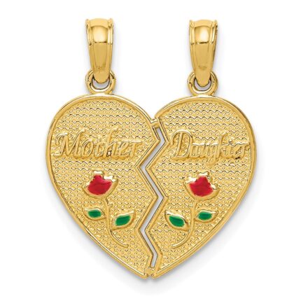 10K Enameled MOTHER - DAUGHTER Pendant