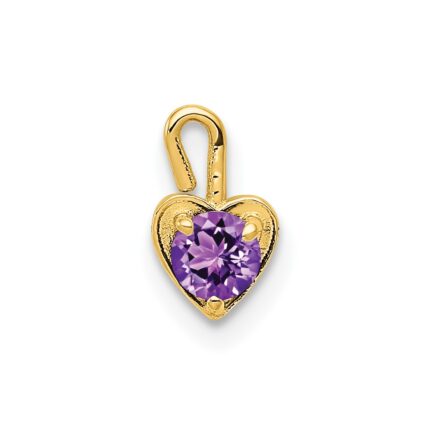10ky February Synthetic Birthstone Heart Charm