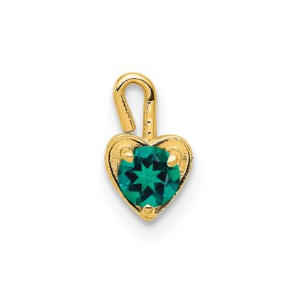 10ky May Green Crystal Birthstone Heart Charm