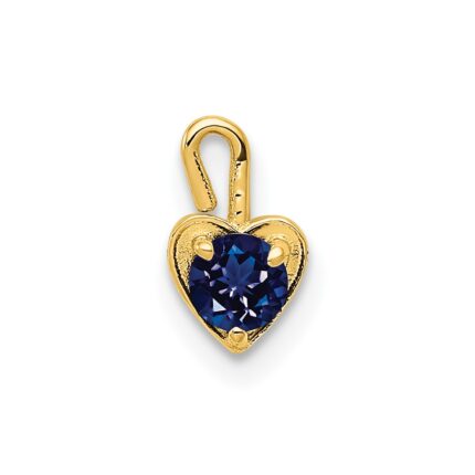 10ky September Synthetic Birthstone Heart Charm