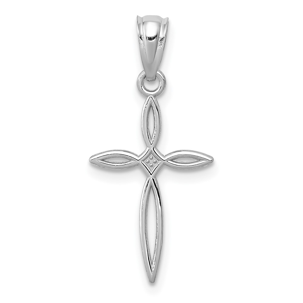 10REL117.jpg 10k White Gold Passion Cross Charm - Image 1