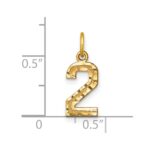 10ky Casted Small Diamond-cut Number 2 Charm - Image 3