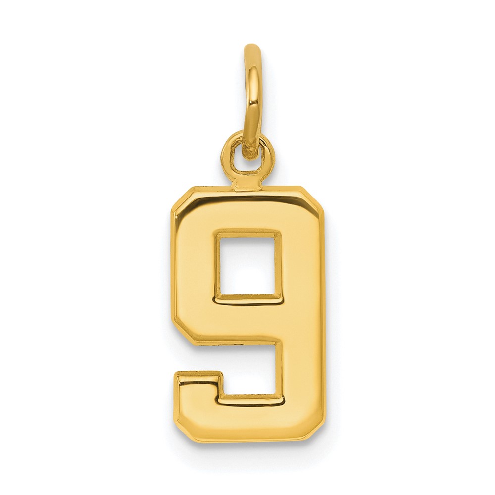 10SP09.jpg 10k Small Polished Number 9 Charm - Image 1