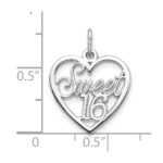 10K White Gold SWEET 16 In Heart Charm - Image 3