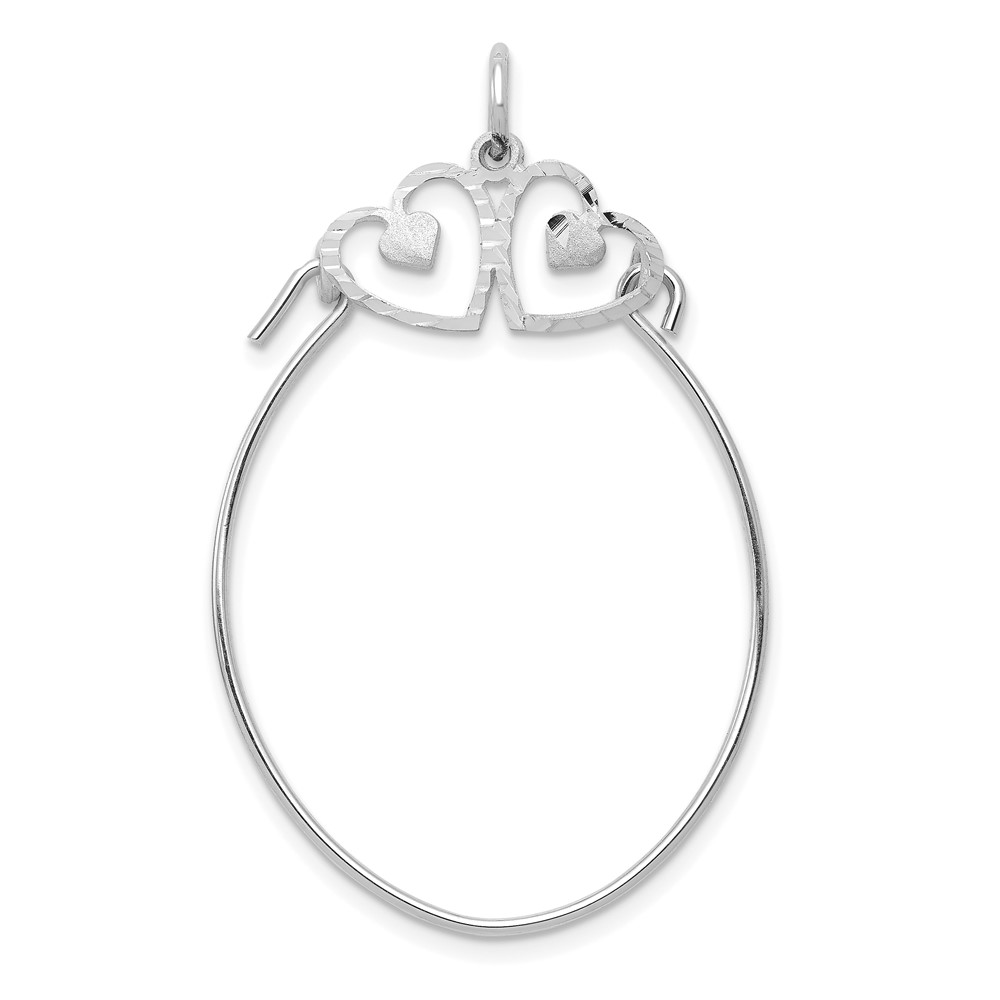 10WC15.jpg 10K White Gold Double Hearts On Top Charm Holder - Image 1