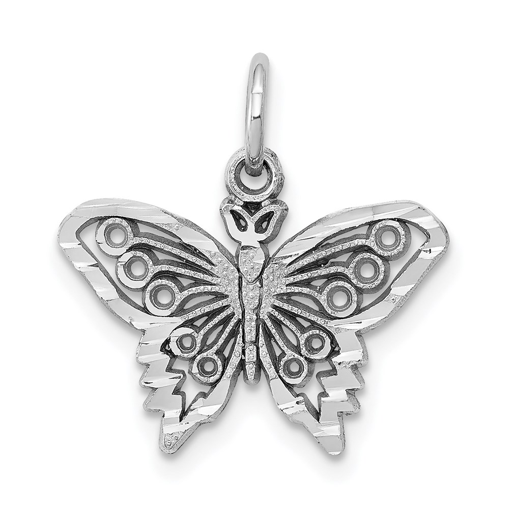 10WC23.jpg 10k White Gold Butterfly Charm - Image 1
