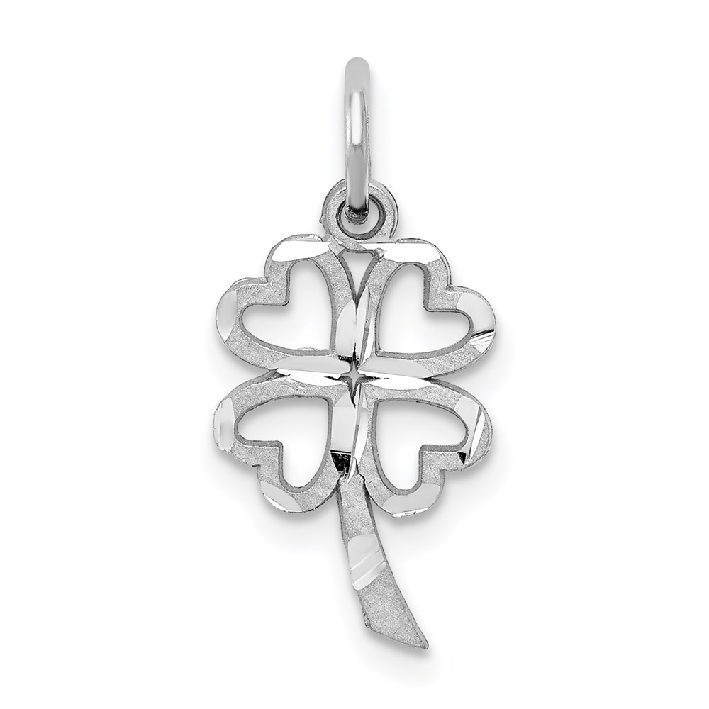 10WC26.jpg 10k White Gold Solid Open 4-Leaf Clover Charm - Image 1