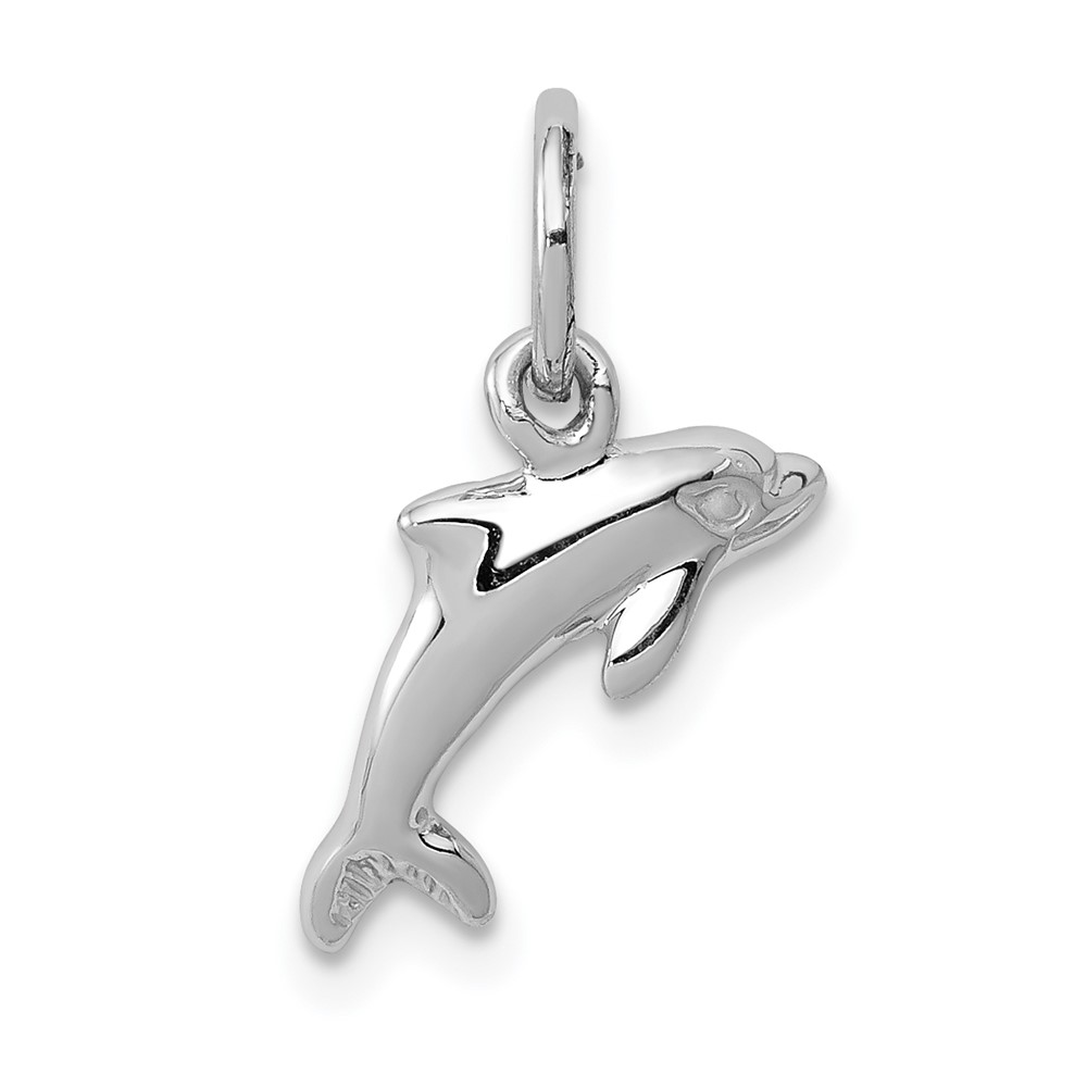 10WCH111.jpg 10k White Gold Dolphin Charm - Image 1