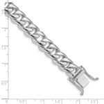 10k White Gold 9.6mm Hand-polished Rounded Curb Link Bracelet - Image 2