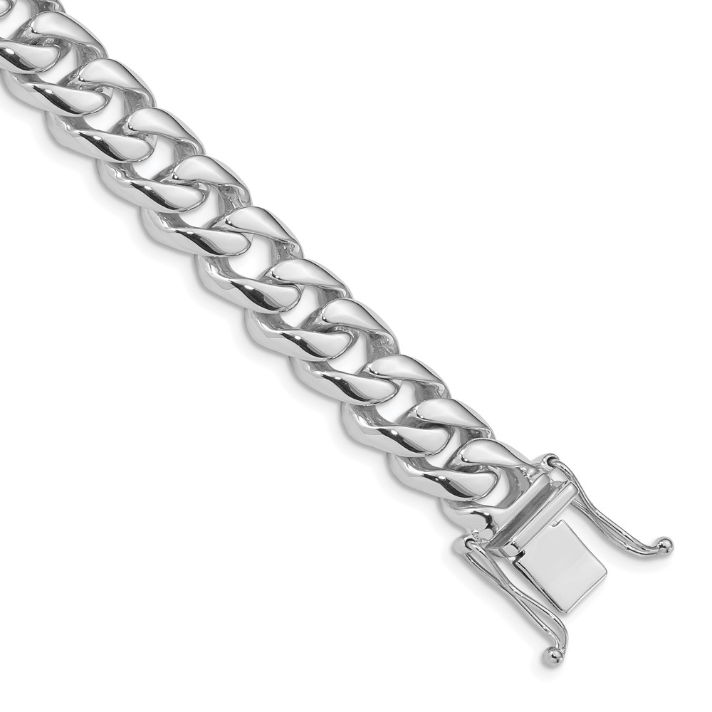 10WLK126-8.jpg 10k White Gold 9.6mm Hand-polished Rounded Curb Link Bracelet - Image 1