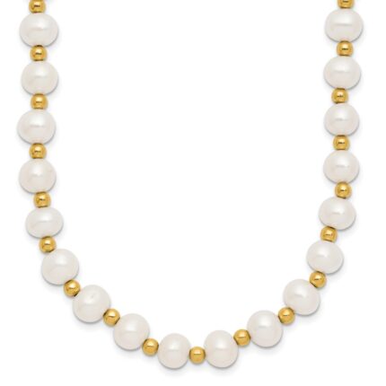 10k 6-7mm White Near Round Freshwater Cultured Pearl Beaded 18 inch Necklace
