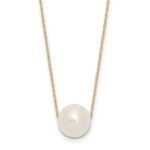 10k 10-11mm White Round Freshwater Cultured Pearl 17 inch Rope Necklace