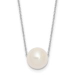 10k White Gold 10-11mm White Round Freshwater Cultured Pearl 17 inch Rope Necklace