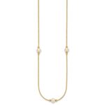 10k Polished 8-9mm Semi-Round White Freshwater Cultured Pearl 3-Station 18 inch Necklace - Image 2